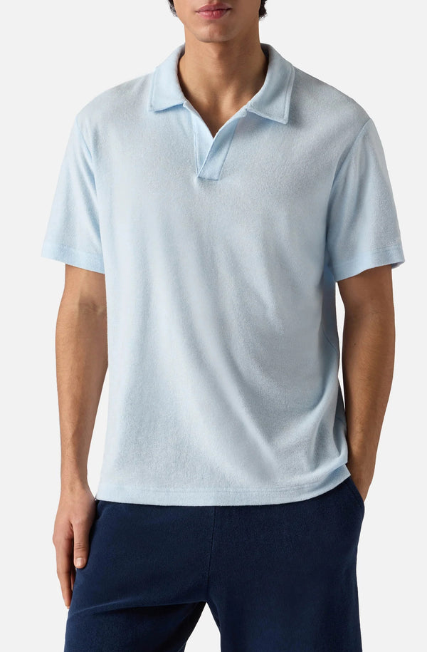 MC2 SAINT BARTH Men Terry Effect Cotton Polo Shirt Jeremy Light Blue