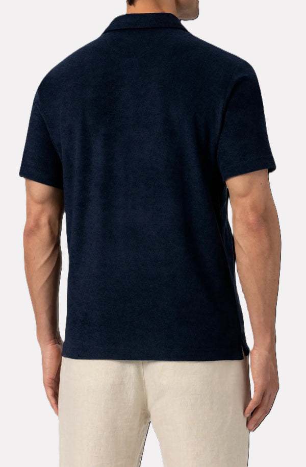 MC2 SAINT BARTH Men Terry Effect Cotton Polo Shirt Jeremy Navy Blue