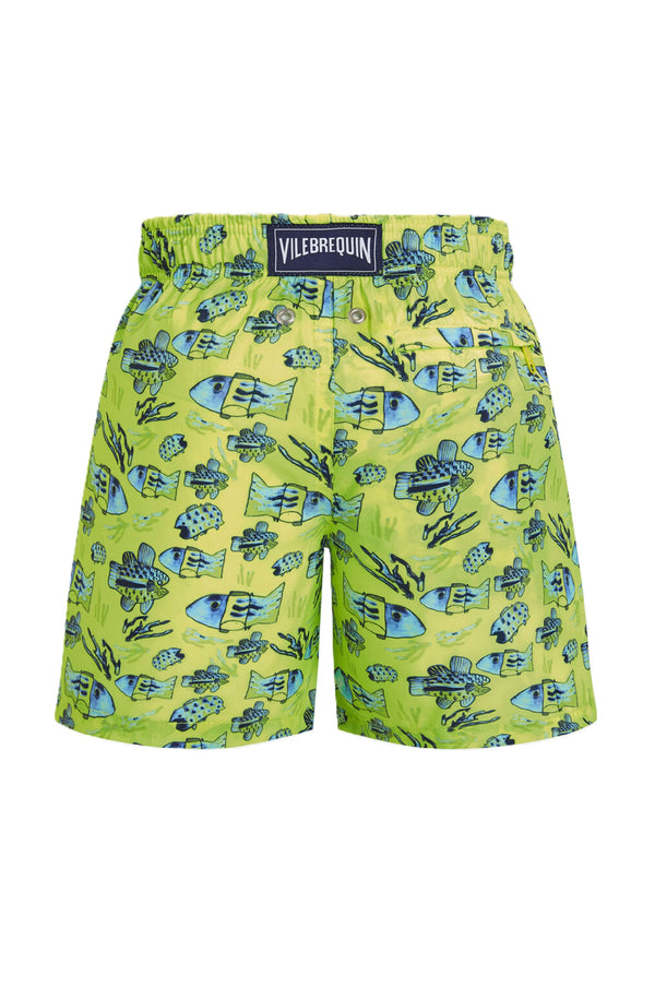 VILEBREQUIN Boys Ultra-light and packable Swim Shorts Fishies Drawing