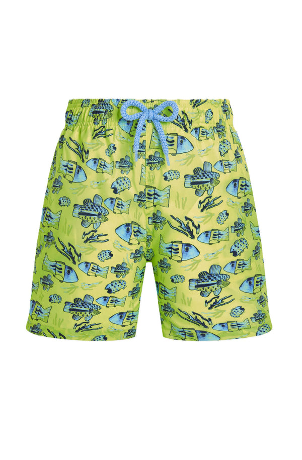 VILEBREQUIN Boys Ultra-light and packable Swim Shorts Fishies Drawing