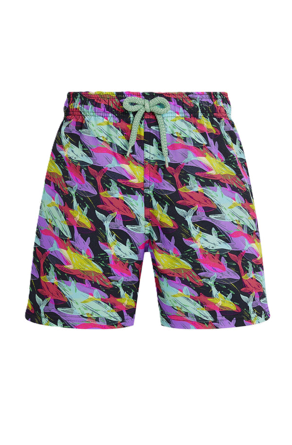 VILEBREQUIN Boys Stretch Swim Shorts Whales Offset