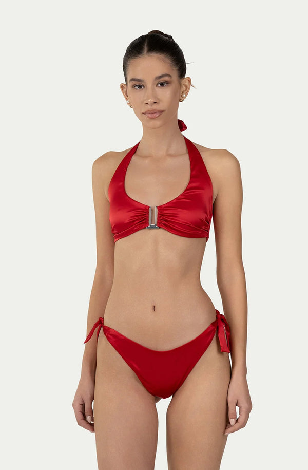 PARAMIDONNA Women Jane Red Satin Adjustable Bikini