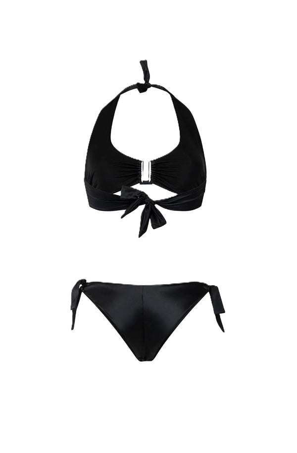 PARAMIDONNA Women Jane Black Satin Adjustable Bikini
