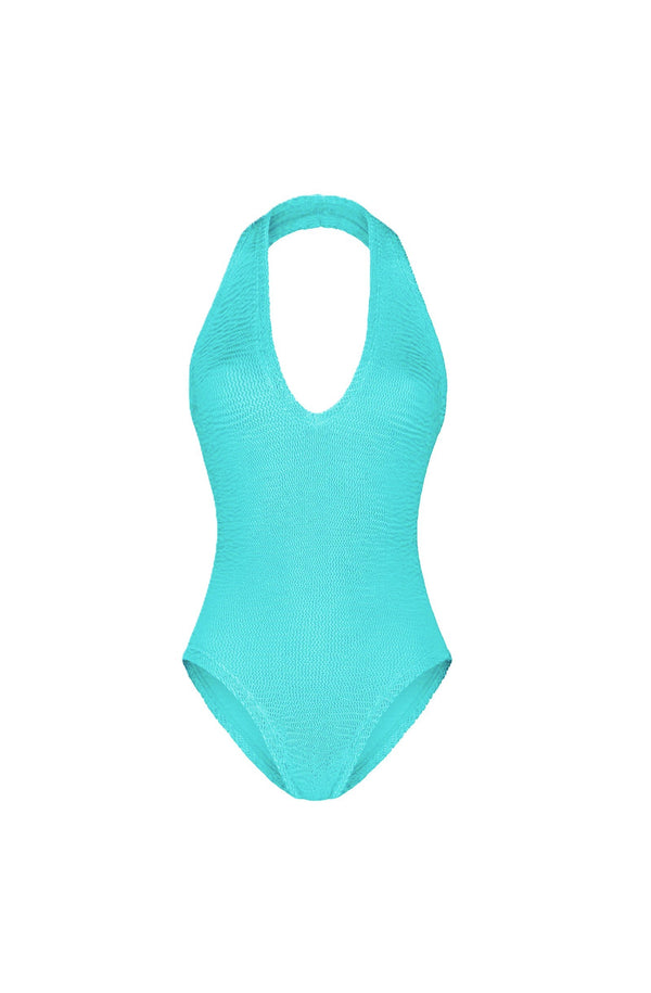 PARAMIDONNA Women Julia Aquamarine V-Cut One-Piece Swimsuit