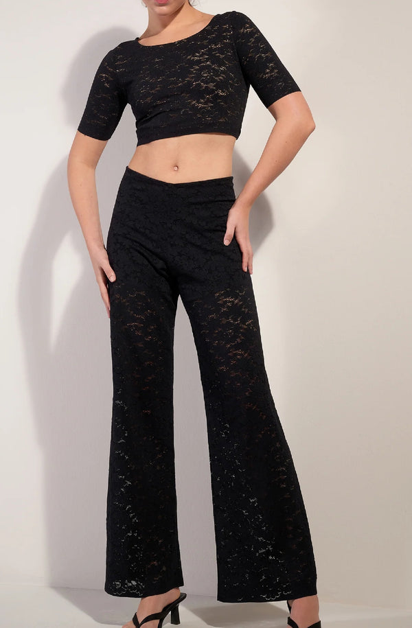 PAIN de SUCRE Women Kalliope Black Lace Backless Crop Top