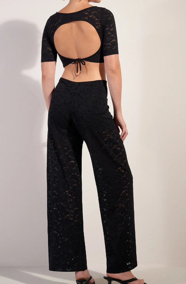 PAIN de SUCRE Women Kalliope Black Lace Backless Crop Top