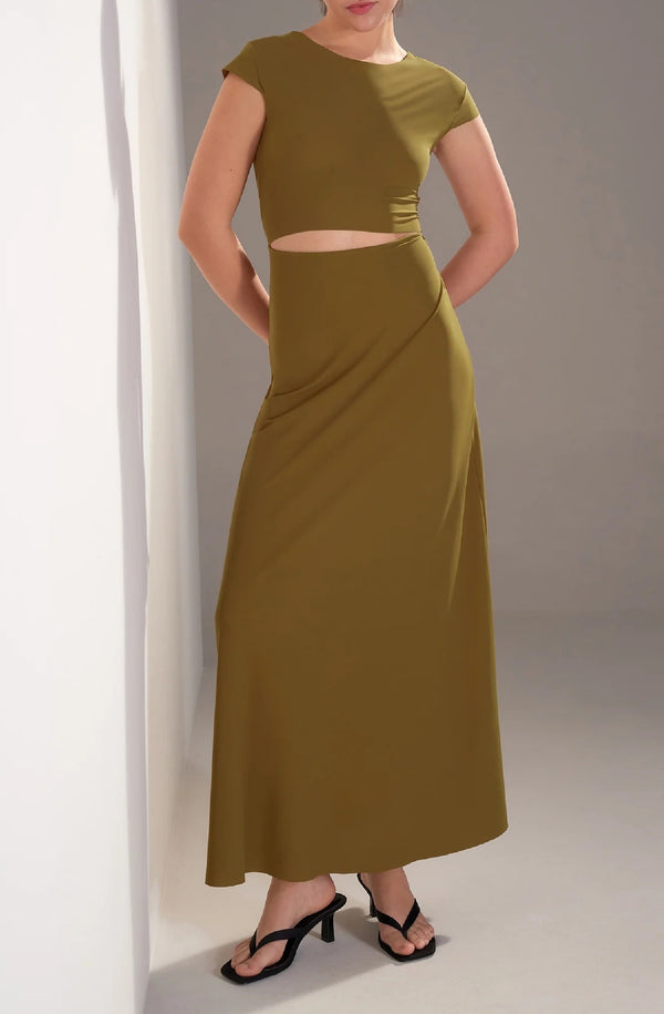 PAIN de SUCRE Women Kolil Long Bronze Cropped Cutout Dress