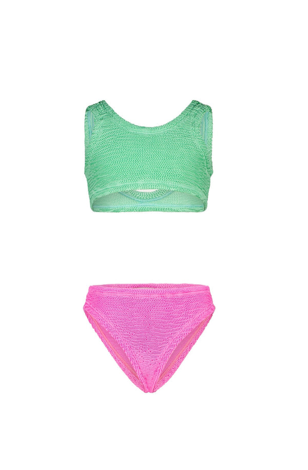 PARAMIDONNA Girls Katy Mint Green and Flamingo Bikini