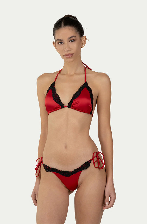PARAMIDONNA Women Kourtney Red Lace Triangle Bikini