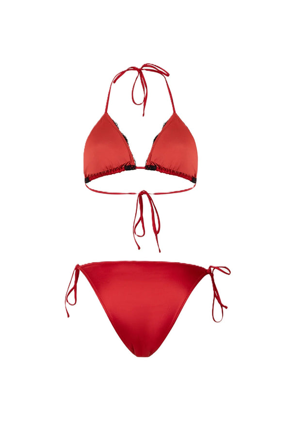PARAMIDONNA Women Kourtney Red Lace Triangle Bikini