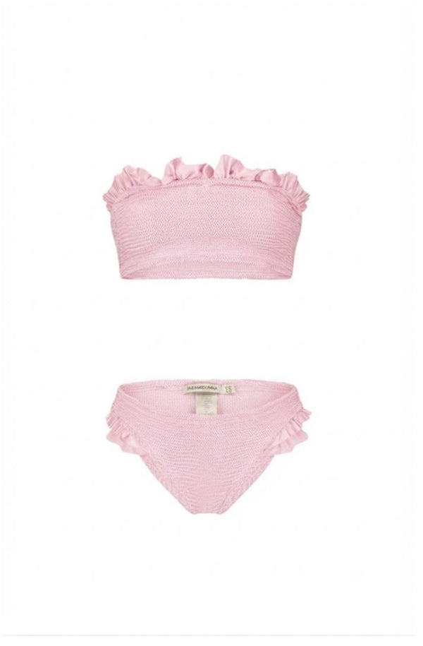 PARAMIDONNA Women Kylie Pink Cake Ruffle Bandeau Bikini