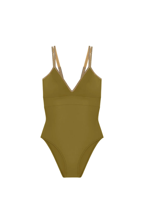 PAIN de SUCRE Women Laos Bronze and Lurex One-Piece Swimsuit