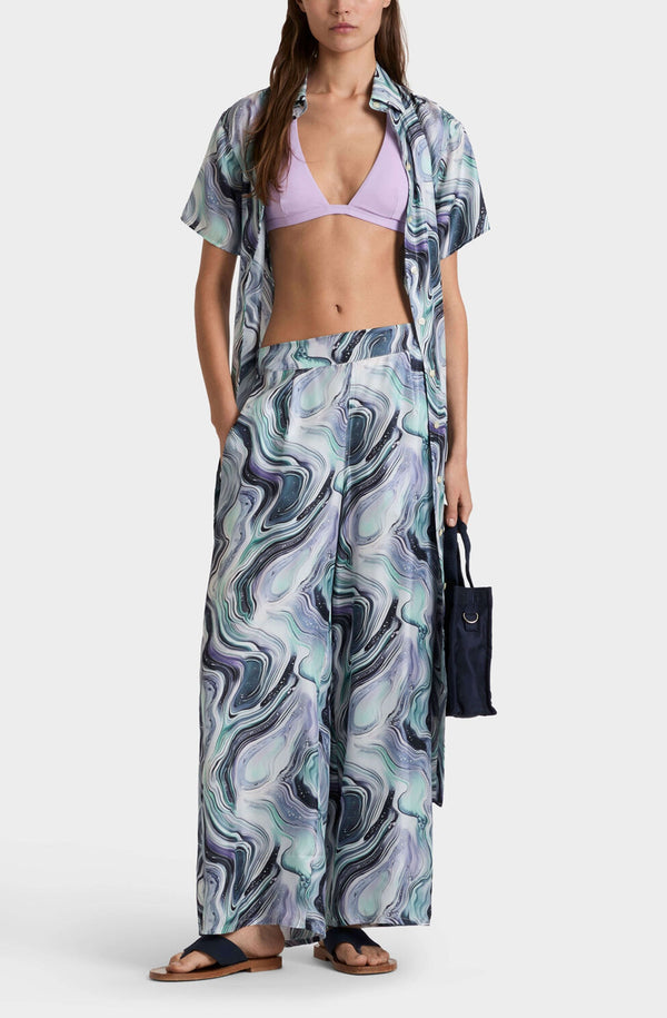 VILEBREQUIN Women Wide-Leg Silk Pants Marble