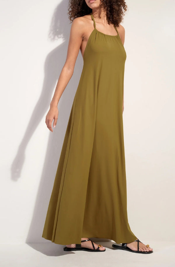 PAIN de SUCRE Women Licie Long Backless Dress in Bronze Stretch Voile