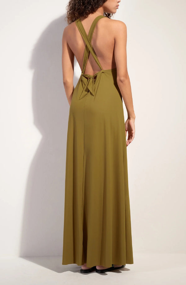 PAIN de SUCRE Women Licie Long Backless Dress in Bronze Stretch Voile