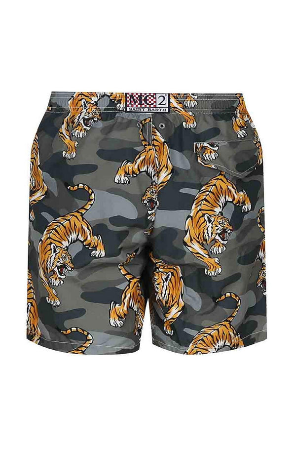MC2 SAINT BARTH Men Lightweight Swim Shorts Lighting Tropical Tiger
