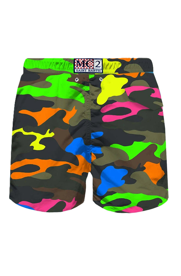 MC2 SAINT BARTH Men Lightweight Swim Shorts Lighting Fluo Camouflage