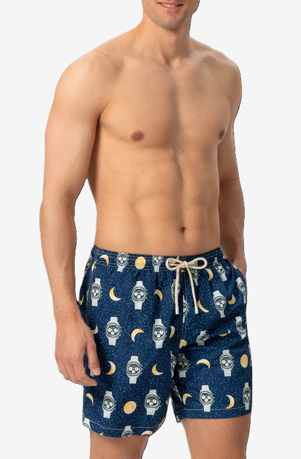 MC2 SAINT BARTH Men Lightweight Swim Shorts Lighting Watches and Moon