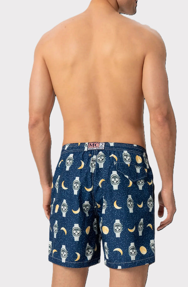 MC2 SAINT BARTH Men Lightweight Swim Shorts Lighting Watches and Moon