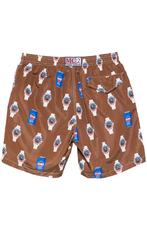 MC2 SAINT BARTH Men Lightweight Swim Shorts Lighting Watches and Soda Can