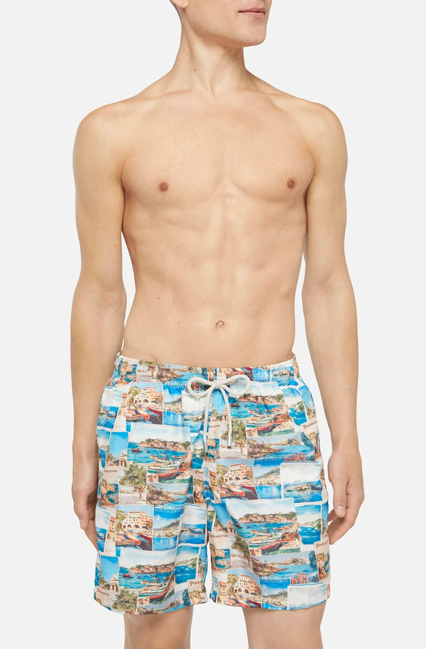 MC2 SAINT BARTH Men Lightweight Swim Shorts Lighting Porto Cervo Postcards by Rickdick