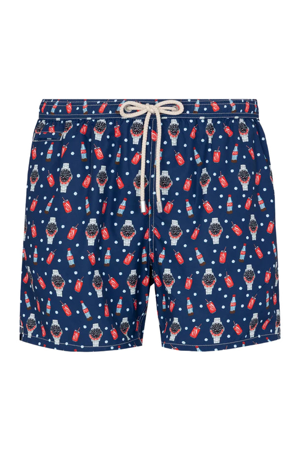 MC2 SAINT BARTH Men Swim Shorts Lighting Micro Fantasy Watch and Cola