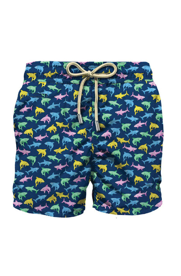 MC2 SAINT BARTH Men Lightweight Swim Shorts Lighting Micro Fantasy Shark Trouble