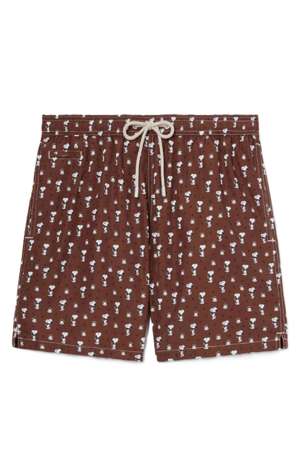 MC2 SAINT BARTH Men Lightweight Swim Shorts Lighting Micro Fantasy Snoopy Coffee