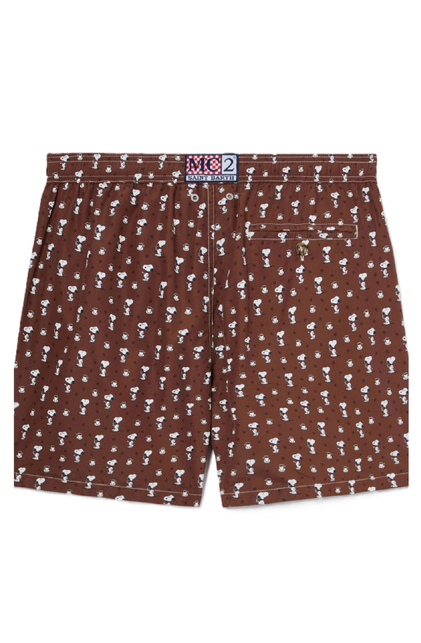 MC2 SAINT BARTH Men Lightweight Swim Shorts Lighting Micro Fantasy Snoopy Coffee