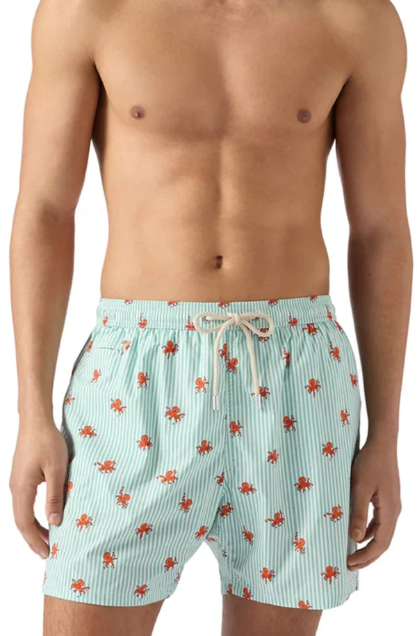 MC2 SAINT BARTH Men Lightweight Swim Shorts Lighting Micro Stretch Octo Cling Stripes