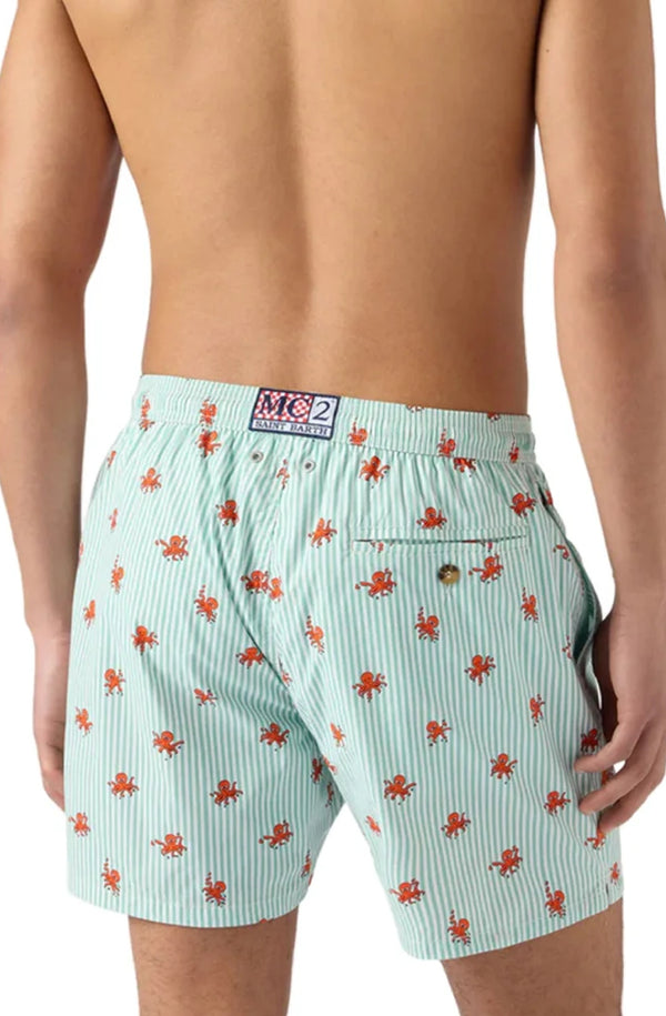 MC2 SAINT BARTH Men Lightweight Swim Shorts Lighting Micro Stretch Octo Cling Stripes