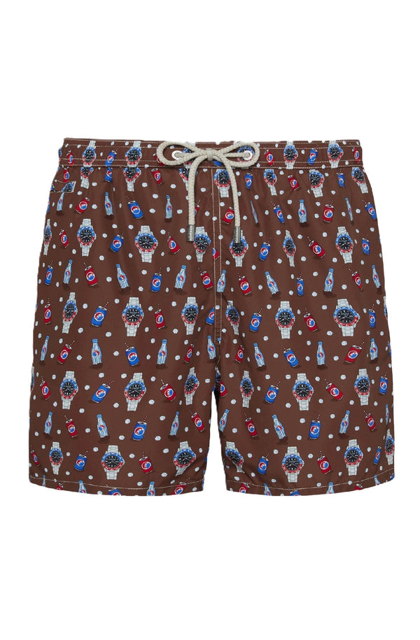 MC2 SAINT BARTH Men Lightweight Swim Shorts Lighting Micro Fantasy Watch Print