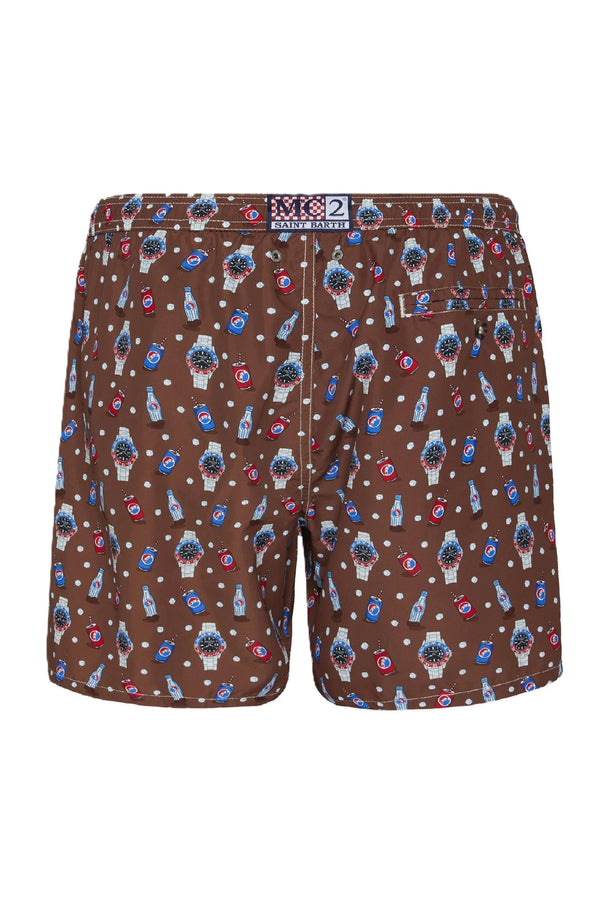 MC2 SAINT BARTH Men Lightweight Swim Shorts Lighting Micro Fantasy Watch Print