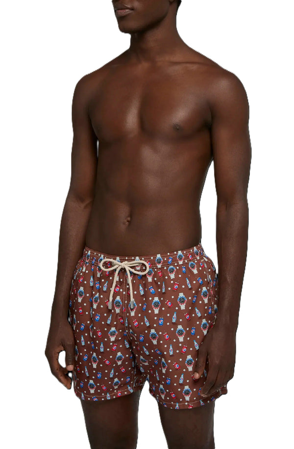 MC2 SAINT BARTH Men Lightweight Swim Shorts Lighting Micro Fantasy Watch Print