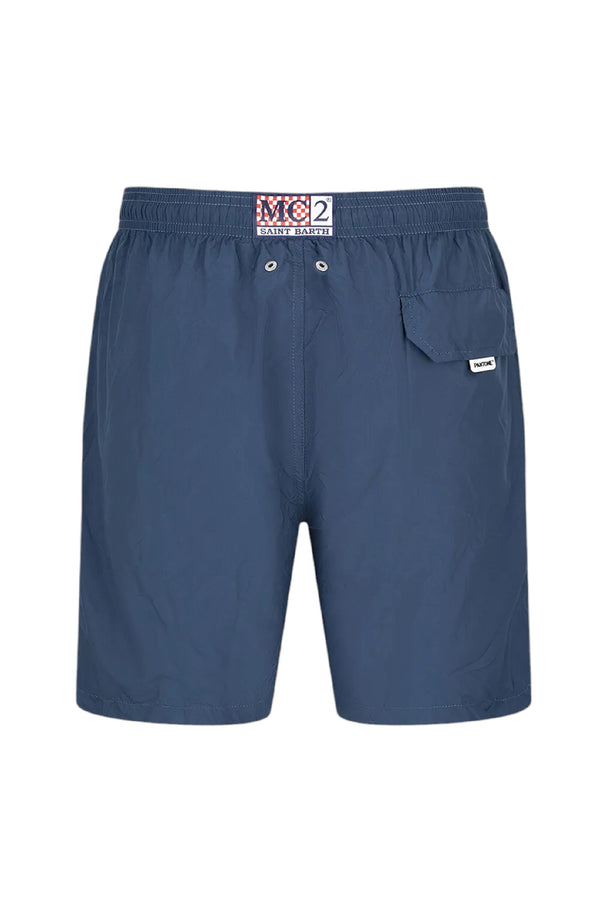 MC2 SAINT BARTH Men Lightweight Swim Shorts Lighting Pantone Navy Blue