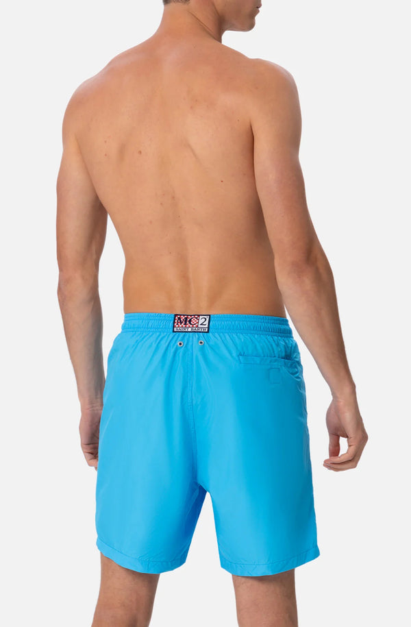 MC2 SAINT BARTH Men Lightweight Swim Shorts Lighting Pantone Acqua Blue