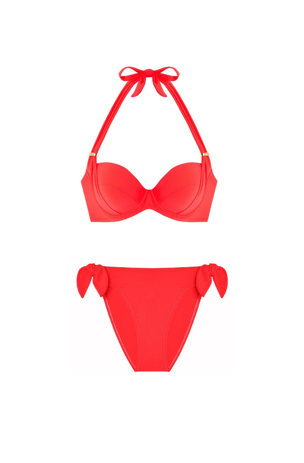 PAIN de SUCRE Women Lisia Underwired Balconette Top and Diva Currant Knotted Bikini Bottom