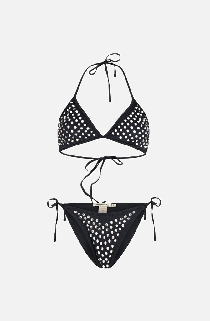 PARAMIDONNA Women Adjustable Strap Bikini Livia Black Crystals
