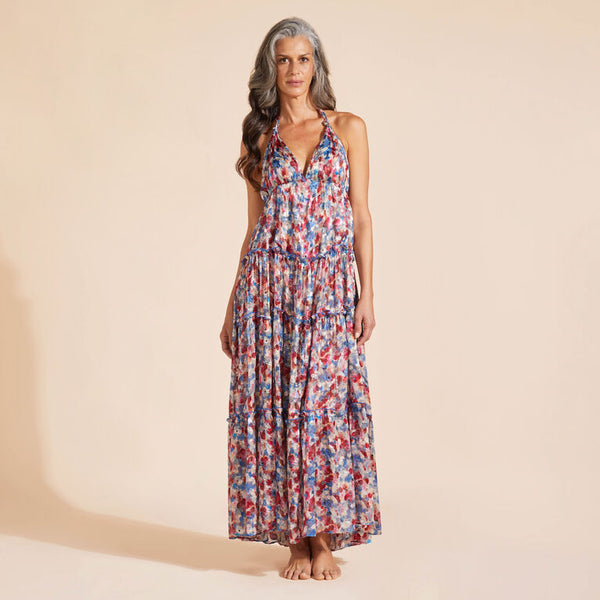 VILEBREQUIN Women Viscose Long Backless Dress Flowers in the Sky