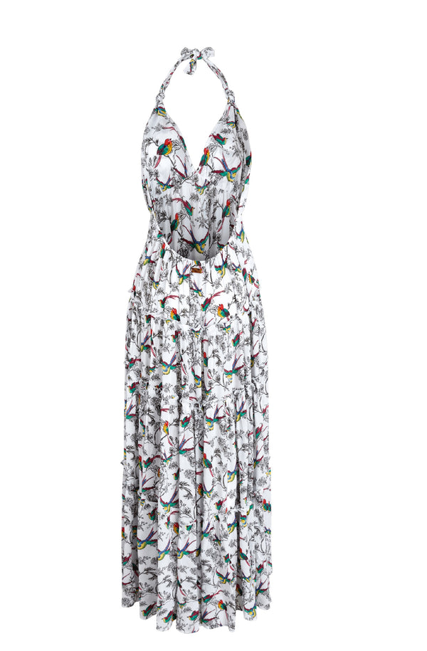 VILEBREQUIN Women Viscose Long Backless Dress Rainbow Birds