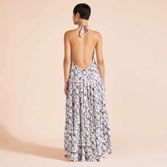 VILEBREQUIN Women Viscose Long Backless Dress Rainbow Birds