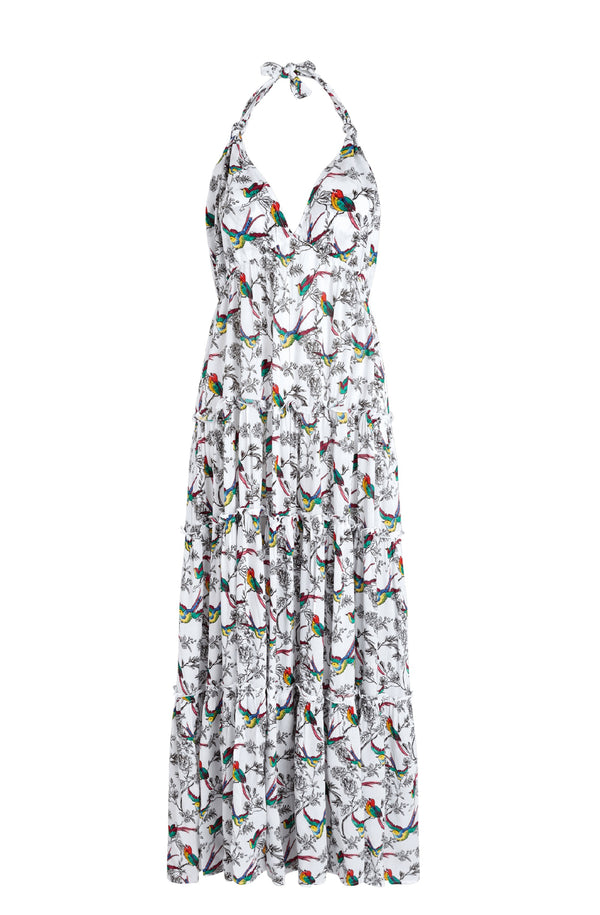 VILEBREQUIN Women Viscose Long Backless Dress Rainbow Birds