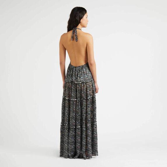 VILEBREQUIN Women Silk And Viscose Long Backless Dress Pearl