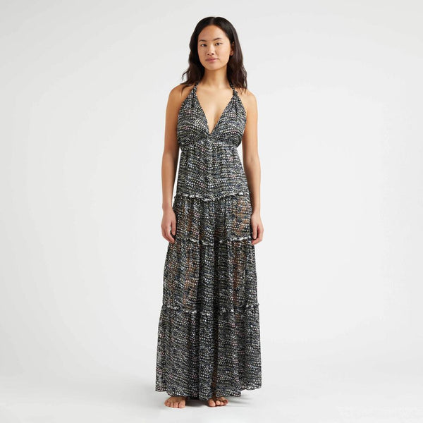 VILEBREQUIN Women Silk And Viscose Long Backless Dress Pearl
