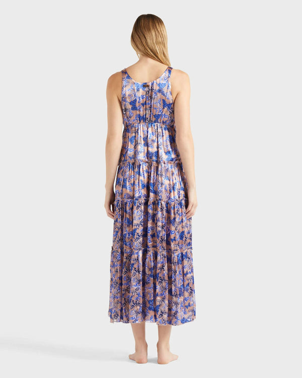 VILEBREQUIN Women Long Viscose and Silk Dress Disco Butterfly
