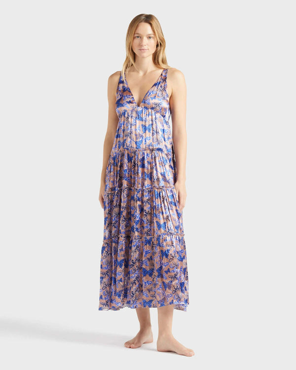 VILEBREQUIN Women Long Viscose and Silk Dress Disco Butterfly