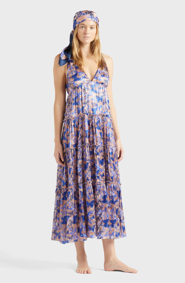 VILEBREQUIN Women Long Viscose and Silk Dress Disco Butterfly