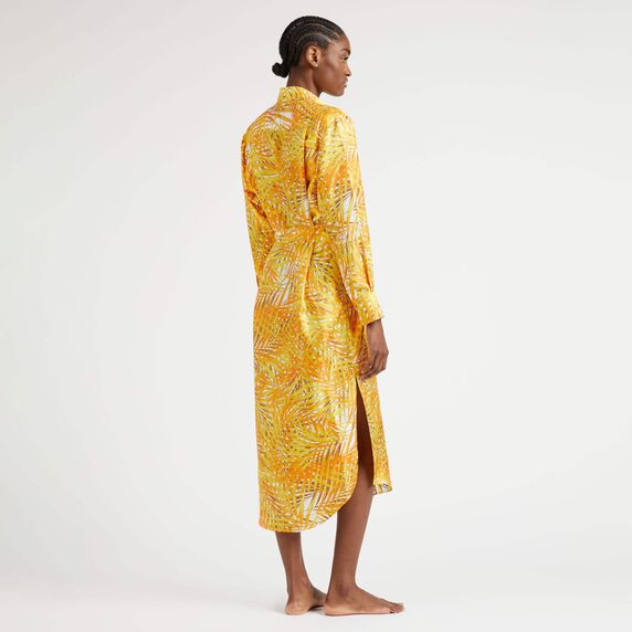 VILEBREQUIN Women Silk Shirt Dress Palm Leaves