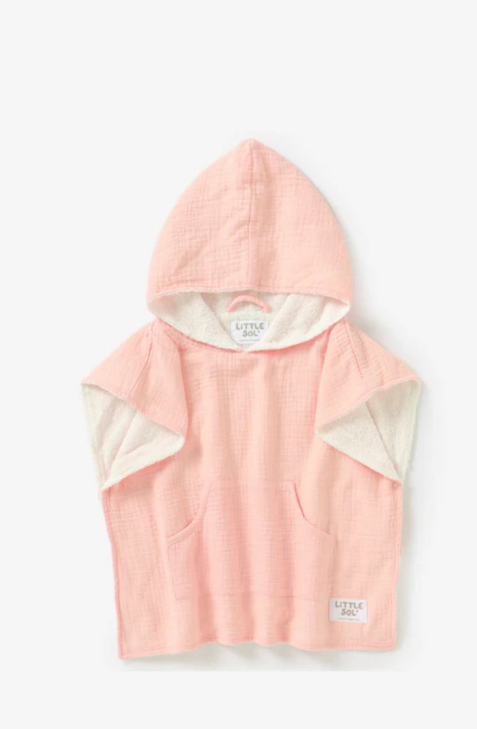 LITTLE SOL Hooded Beach Towel - Soft Pink (0-2 Years)
