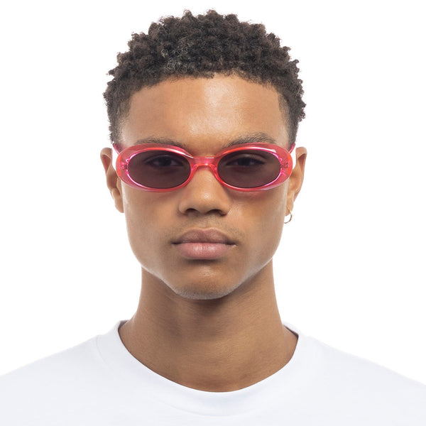 LE SPECS Unisex Work It! Hyper Pink Oval Sunglasses